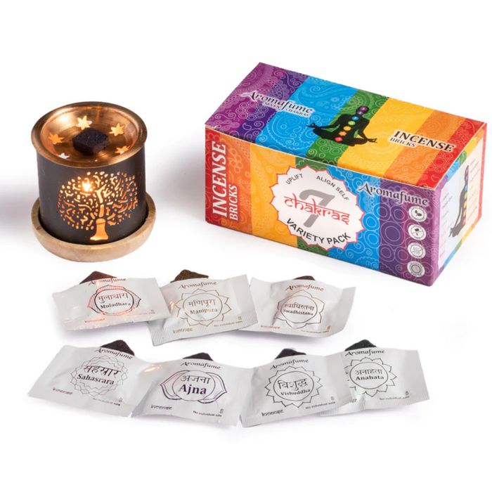 7 Chakra Incense Bricks & Burner - Gift Set