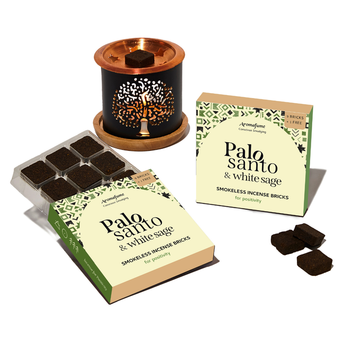 Palo Santo & White Sage Incense Bricks and Burner Set