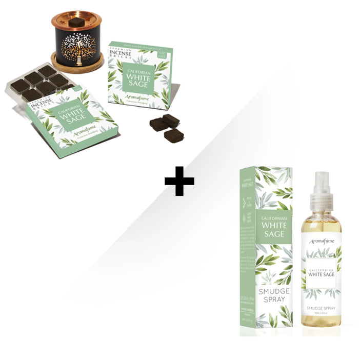White Sage Smokeless Incense Set & Smudge Spray Kit