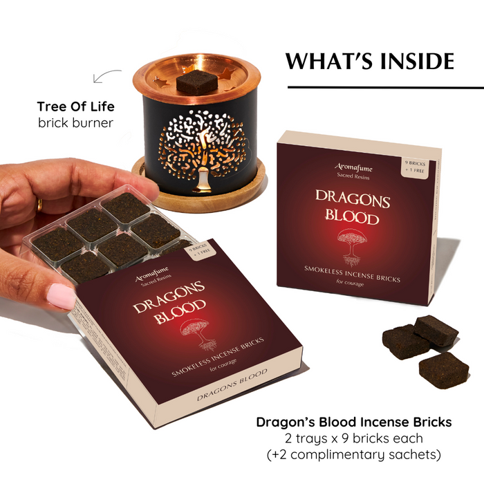 What's inside the box?
- Dragon's Blood Incense Bricks x 2 trays (+2 Complimentary sachets)