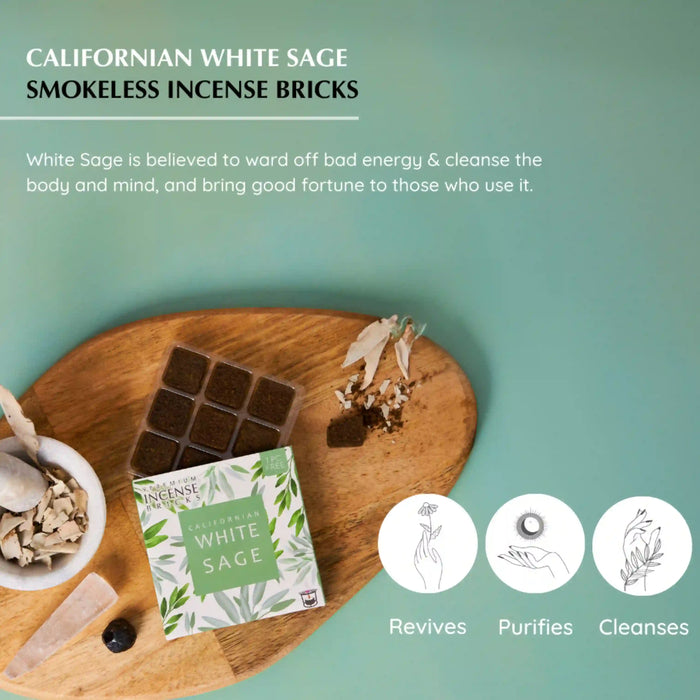 White Sage Smokeless Incense Bricks to ward off bad energy and cleanse your mind, body and soul