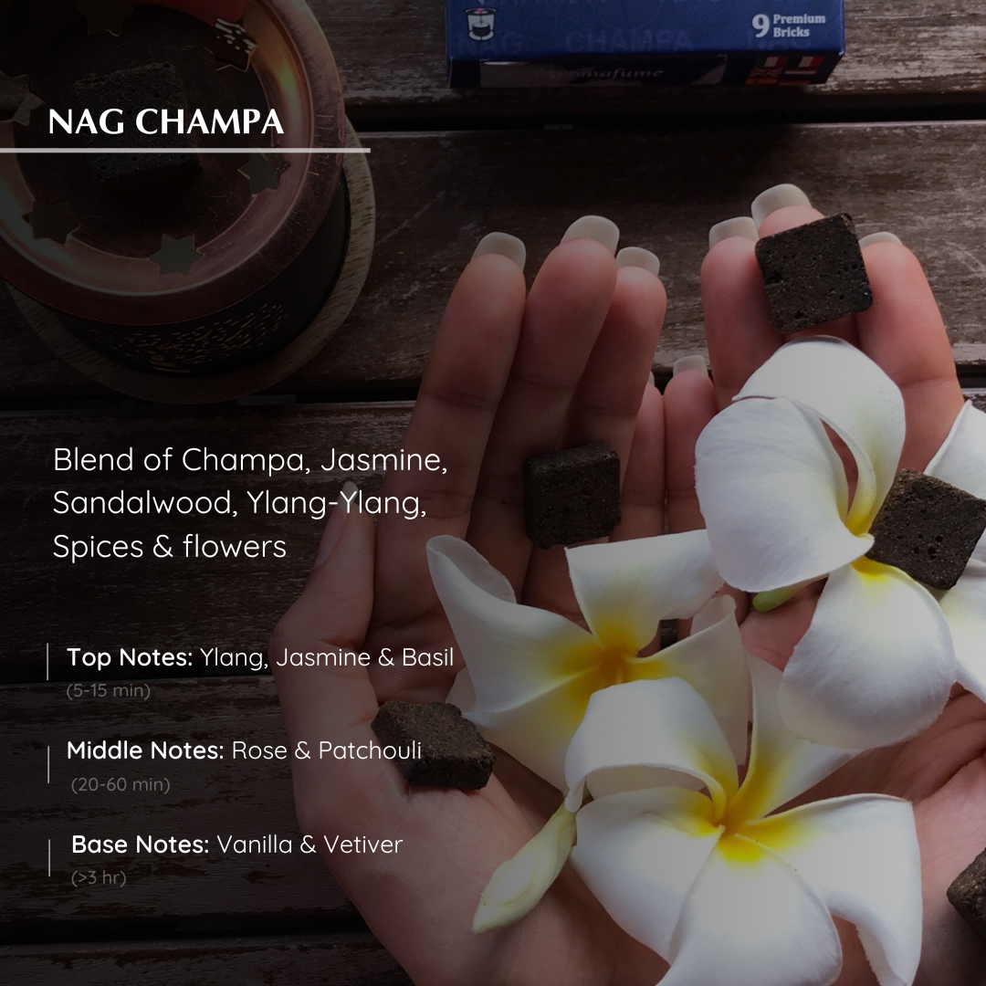 Made with Champa, Jasmine, Sandalwood, Ylang Ylang, Geranium and more
