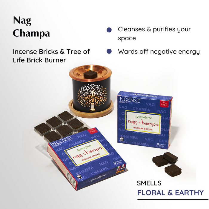 Nag Champa Roll-on & Incense Bricks Wellness Kit