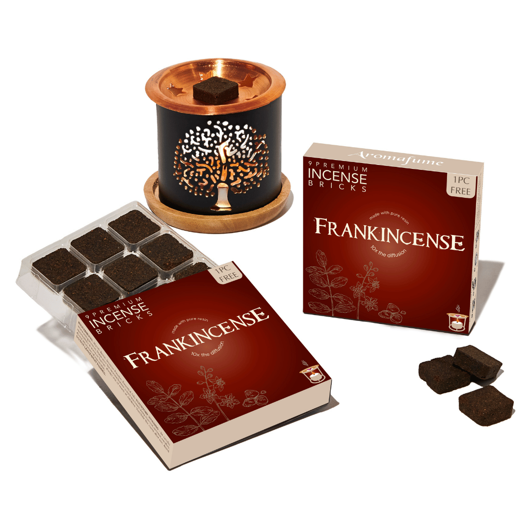 Set de Ladrillos de Incienso de Olíbano y Mirra con Quemador