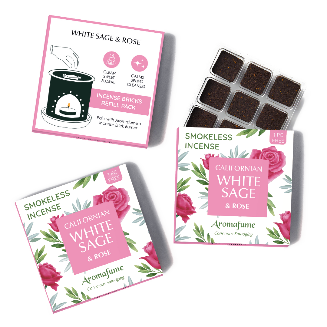 White Sage & Rose Incense Bricks Refill Pack