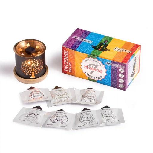 Root, Sacral, Solar Plexus, Heart, Throat, Third Eye, Crown Chakra smokeless incense with Tree of Life Burner