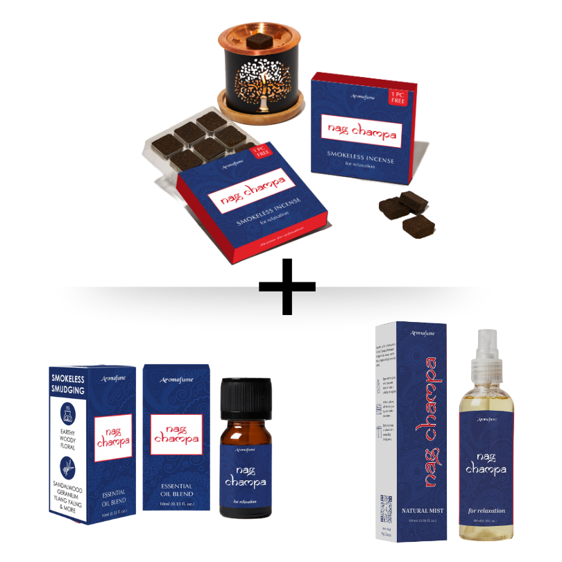 Hippie Soul Nag Champa Wellness Kit:

- Nag Champa Incense Brick & Burner
- Nag Champa Essential Oil
- Nag Champa Natural Mist