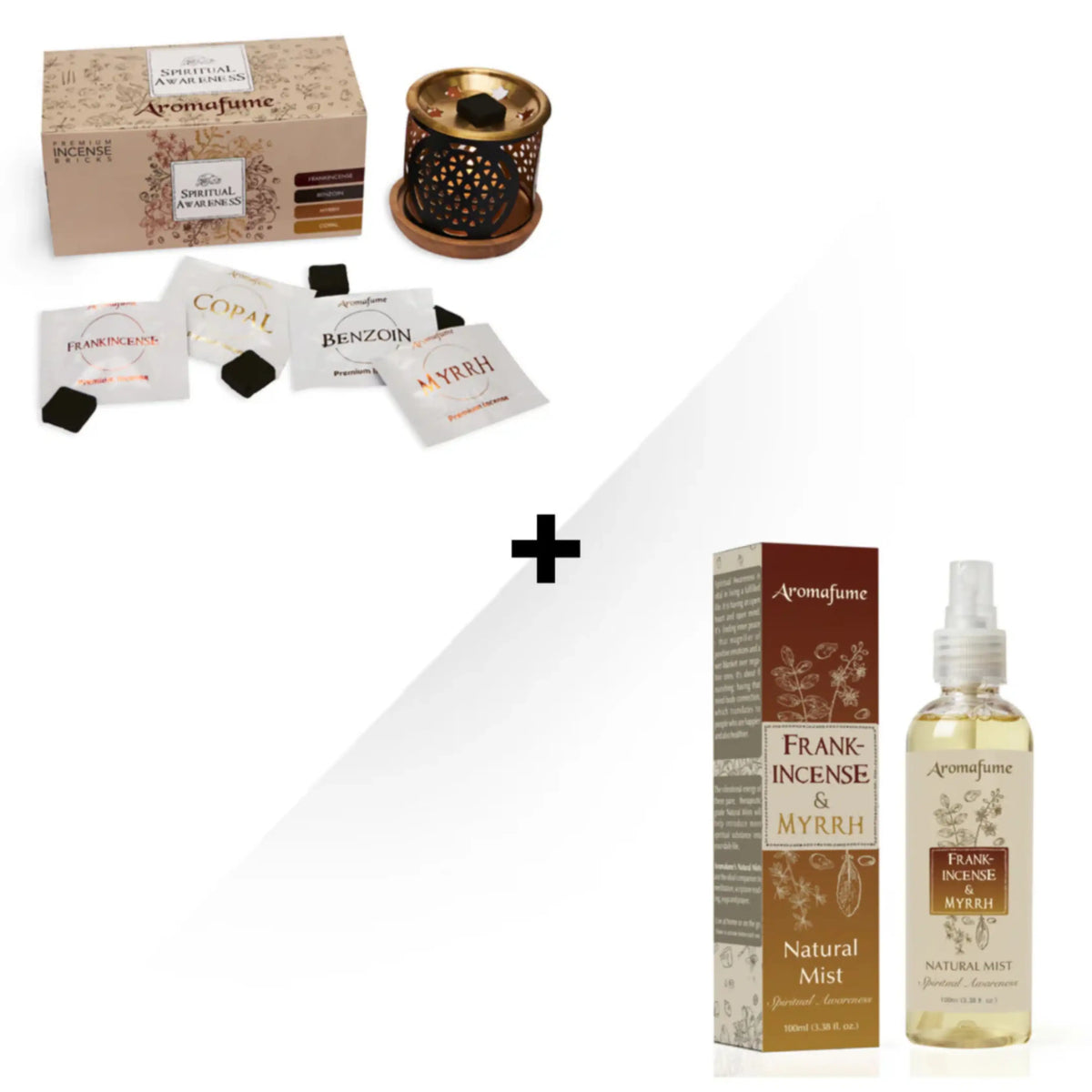 Resins smokeless Incense Bricks Set and Frankincense & Myrrh Mist