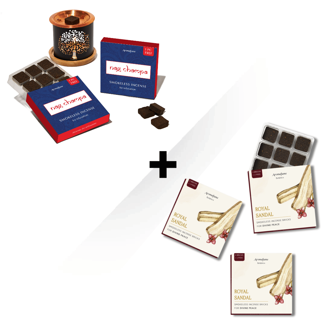 - 2 Nag Champa Incense Brick trays x 9 bricks each
- 3 Royal Sandal Incense Brick trays x 9 bricks each
- Tree of life Incense Burner