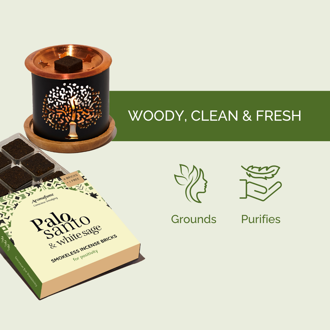 Palo Santo & White Sage Incense Bricks and Burner Set