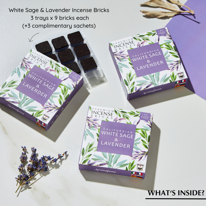 White Sage & Lavender Incense Bricks Refill Pack