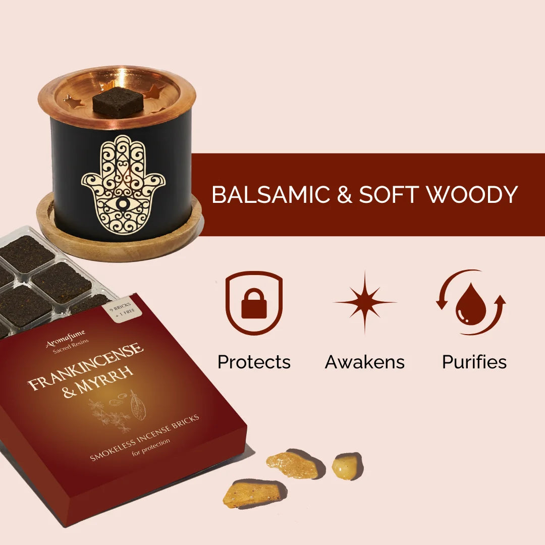 Frankincense & Myrrh Incense Bricks & Burner Set
