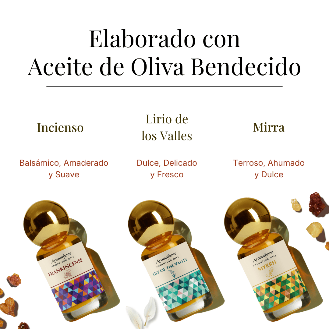 Set de regalo de aceites de unción: Incienso y Mirra, Lirio del Valle, Nardo