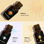 Woody, fresh, herbal, spicy & earthy scent notes of Golden Beginnings Oils – grounding, uplifting & inspiring.