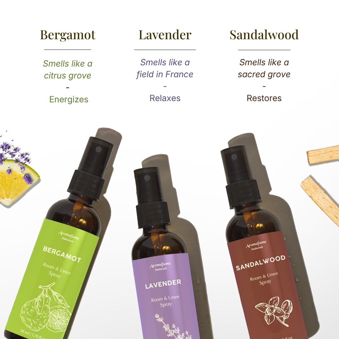 100% Natural Room & Linen Spray Gift Set (Set of 3)