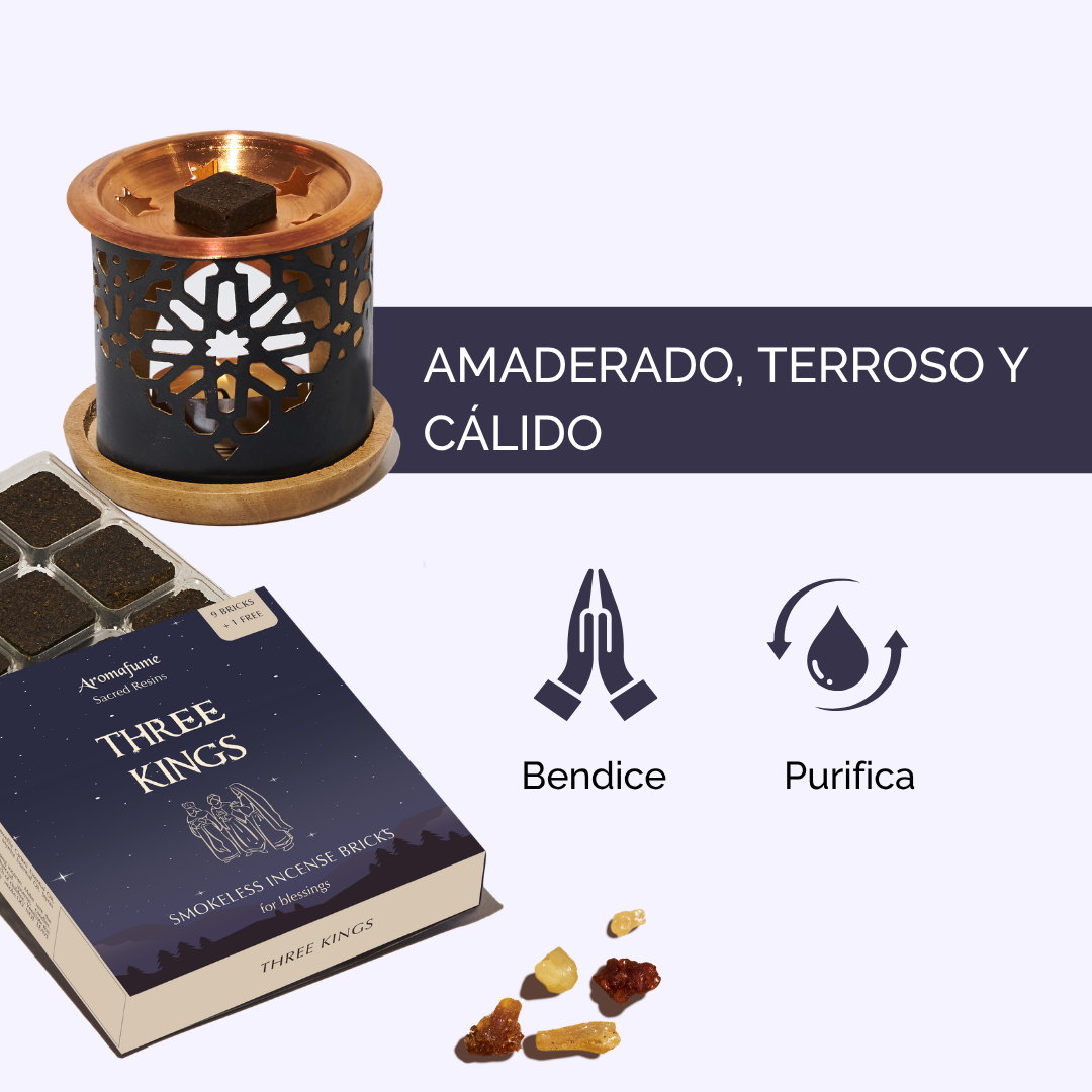 Set de Ladrillos de Incienso y Quemador Tres Reyes