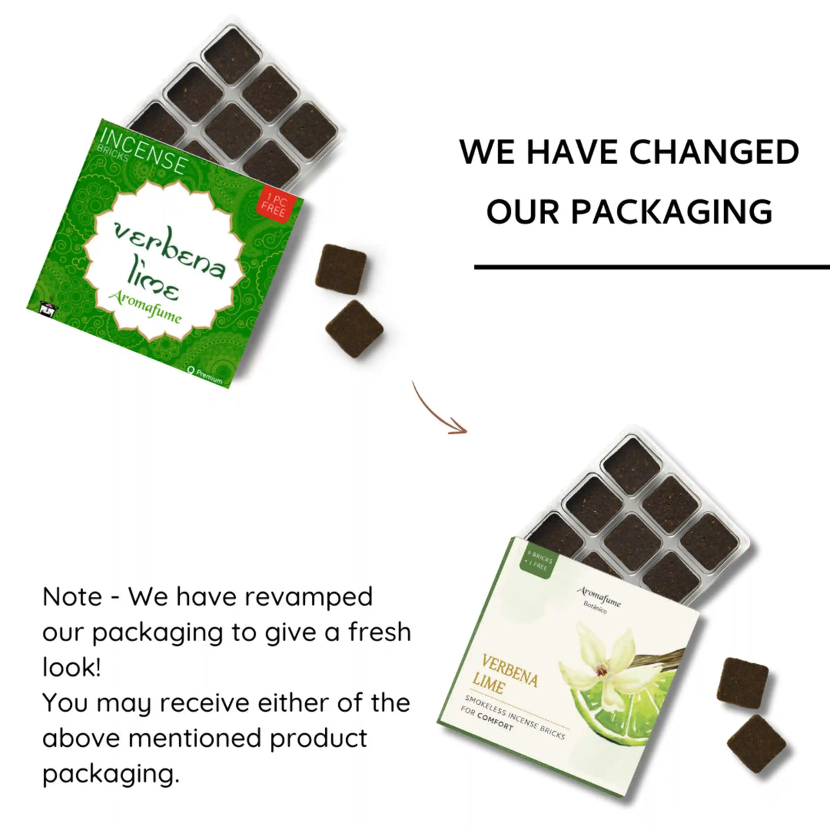 Verbena Lime Smokeless Incense Bricks - Revamped our packaging for a fresh look