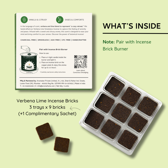 Verbena Lime Incense Bricks Refill Pack