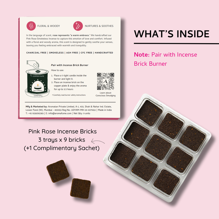 Pink Rose Incense Bricks Refill Pack