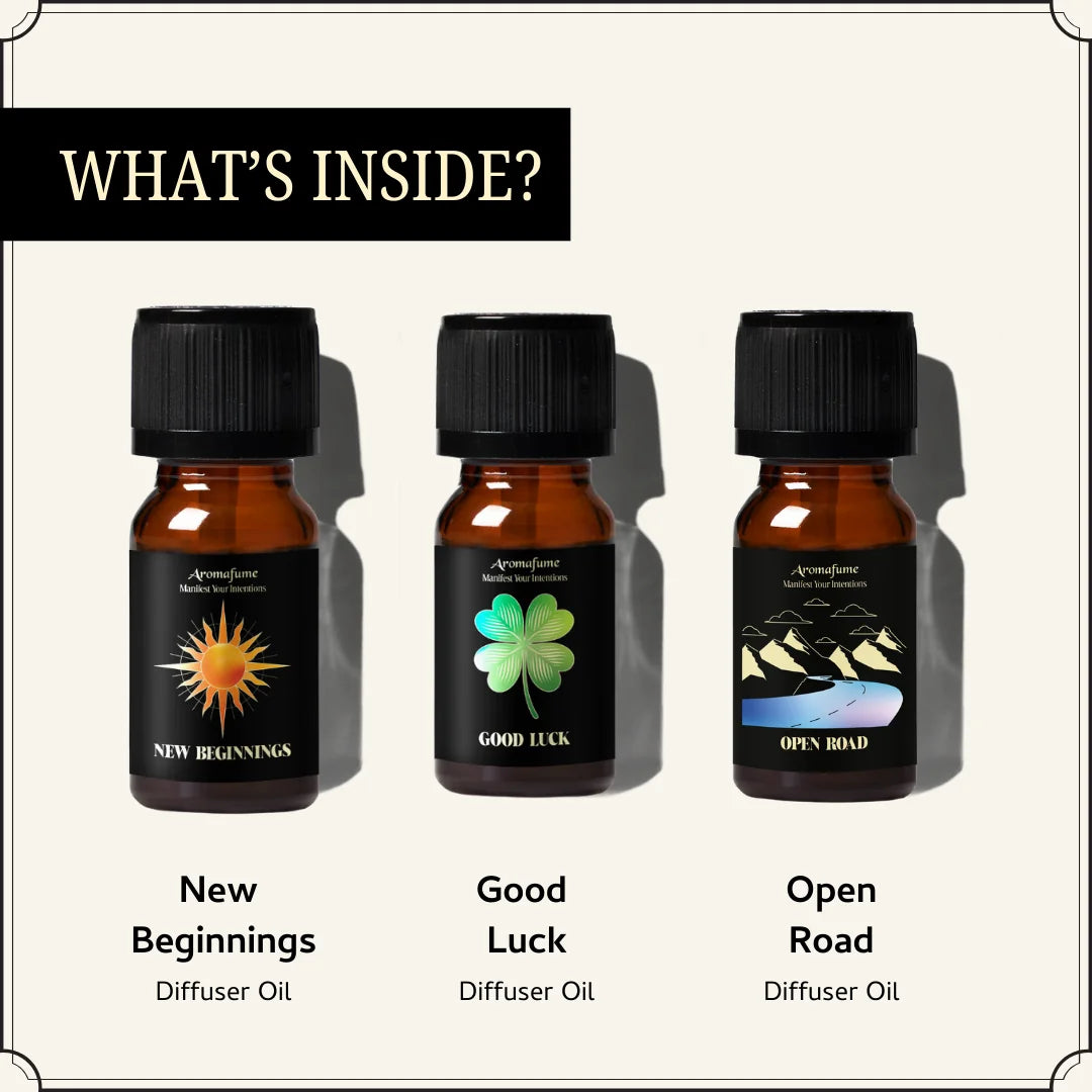 Set of 3 Clear Horizons Oils – New Beginnings, Good Luck & Open Road. Perfect for manifestation & fresh perspectives.