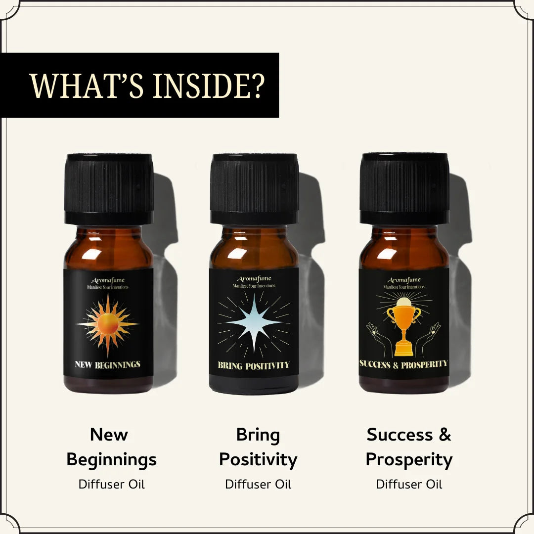 Set of 3 Golden Beginnings Oils – New Beginnings, Bring Positivity & Success. Designed for transformation & abundance.