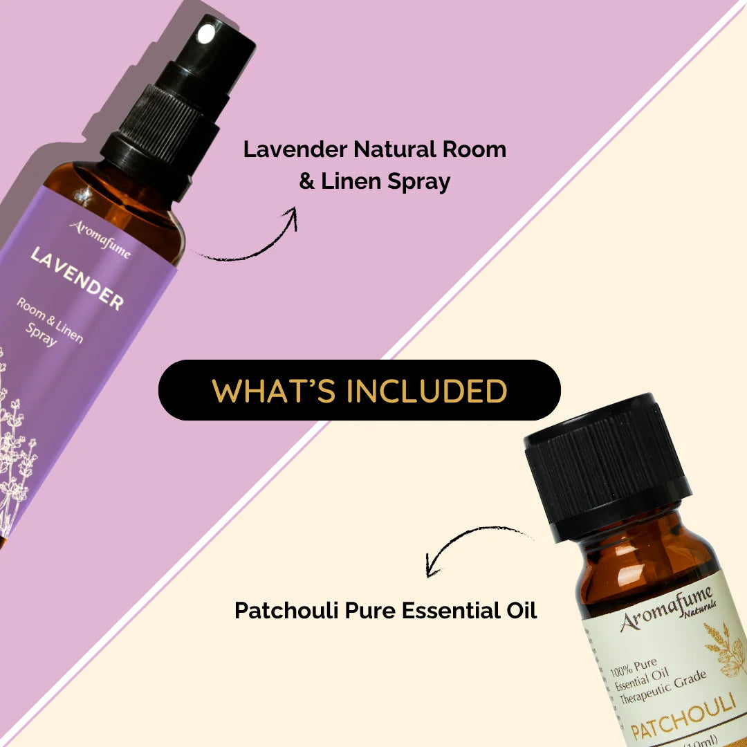 Whats inside the box -

3.38 fl.oz bottle - Pure Room Linen Spray
0.34 fl oz - Pure Essential Oil Bottle