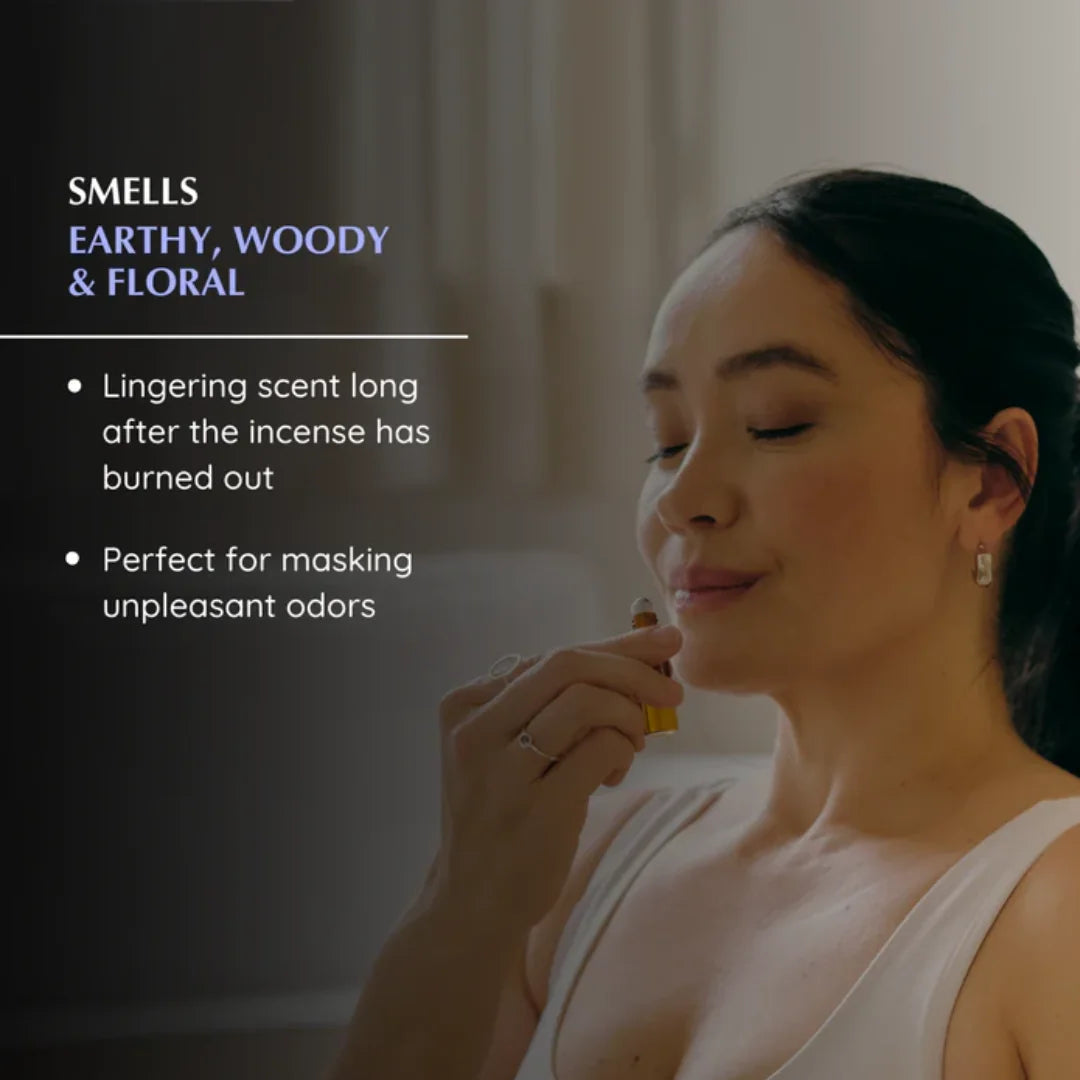 Nag Champa smokeless incense to mask unpleasant odors. Leaves you feeling relaxed and calm.