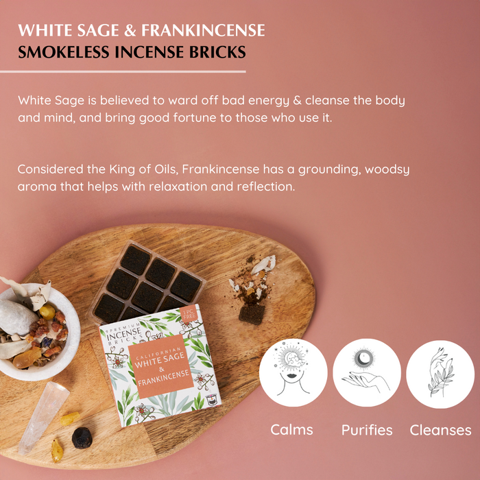 White Sage & Frankincense Incense Bricks Refill Pack