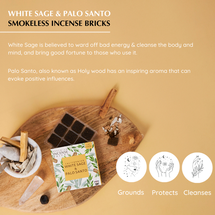 White Sage & Palo Santo Incense Bricks & Burner Set