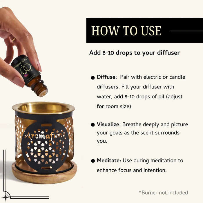 Add a few drops of Union of Hearts Manifestation Oil to a diffuser with water and let the aroma fill your space