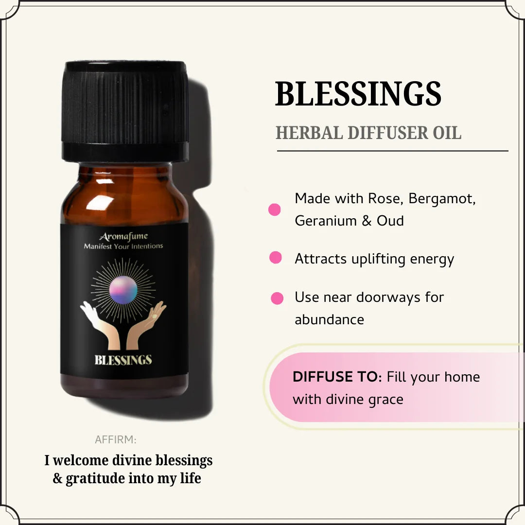 Blessings Oil manifests gratitude, invites positivity & fills your space with divine, uplifting energy.