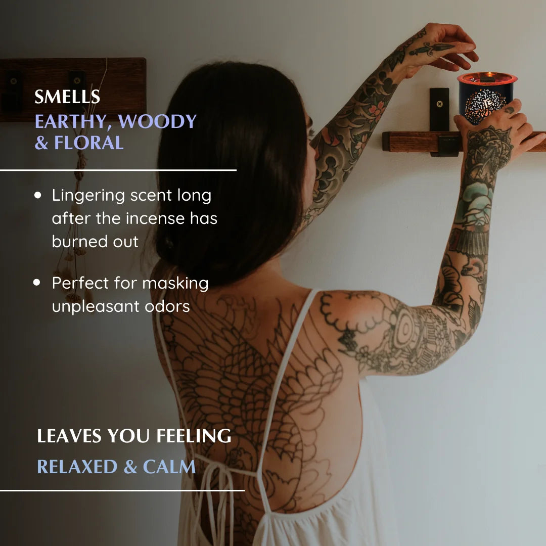 Nag Champa smokeless incense to mask unpleasant odors. Leaves you feeling relaxed and calm.