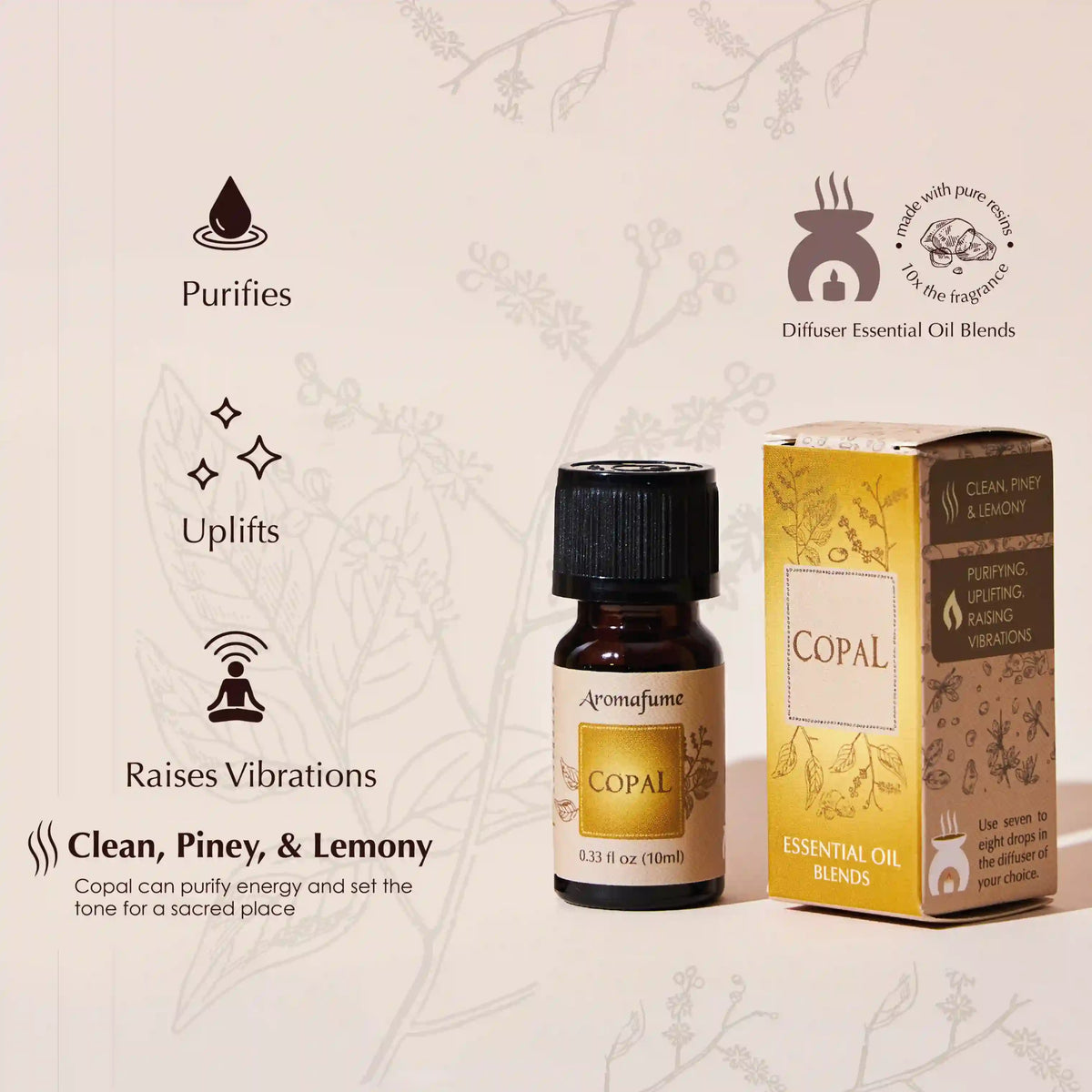 Copal is ideal for raising vibrations and smells clean and lemony
