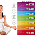 Spray Chakra scents for bliss, creativity, intuition, love, purpose, expression and grounding