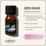 Open Road Oil clears obstacles & welcomes new opportunities with mandarin, rose, lemon, bergamot, jasmine & musk.