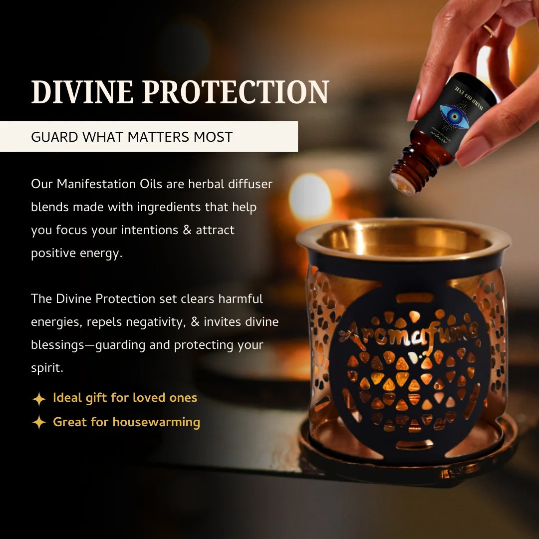 Divine Protection Oils cleanse energy, remove blockages & attract blessings for spiritual well-being.