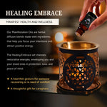 Healing Embrace Oils restore well-being, nurture love & offer protection—perfect for emotional & physical wellness.