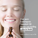 Our pure Lemongrass essential il leaves you feeling calm & fresh
