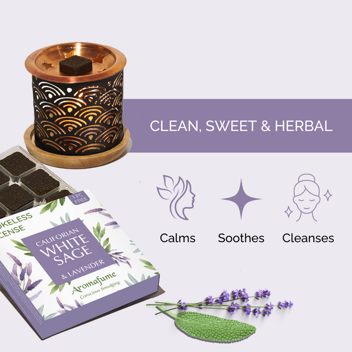 White Sage & Lavender Incense Bricks & Burner Set
