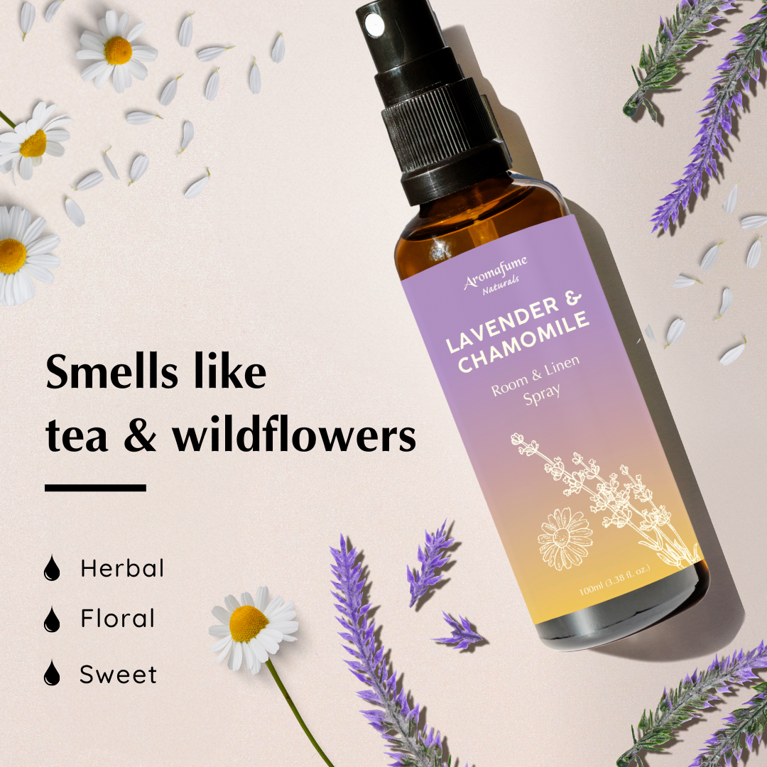 lavender and cotton flower spray Lavender & Chamomile Room & Linen Spray – Aromafume