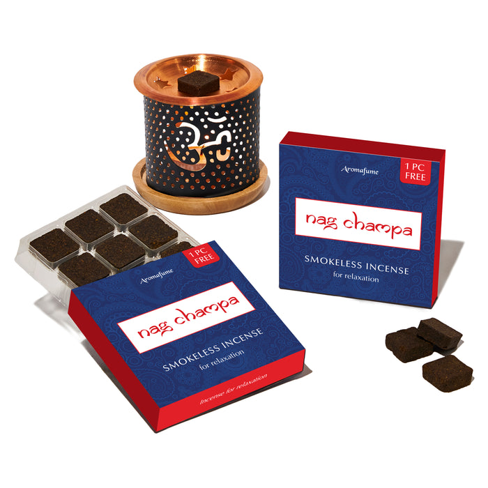 Nag Champa Incense Bricks & Om Burner Set