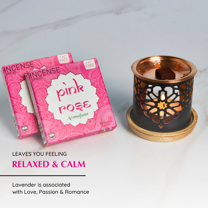 Pink Rose Incense Bricks & Burner Set