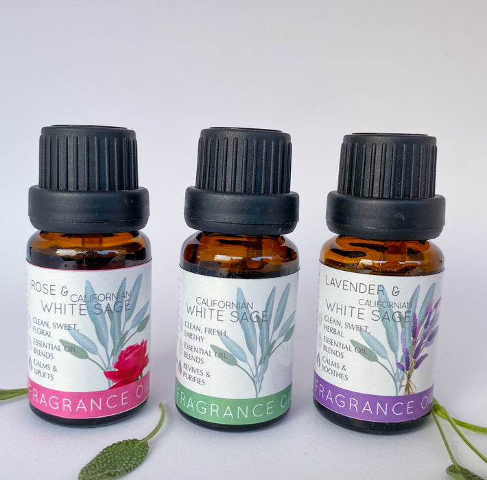 White Sage, Lavender & White Sage, Rose & White Sage Essential Oil Diffuser Blend