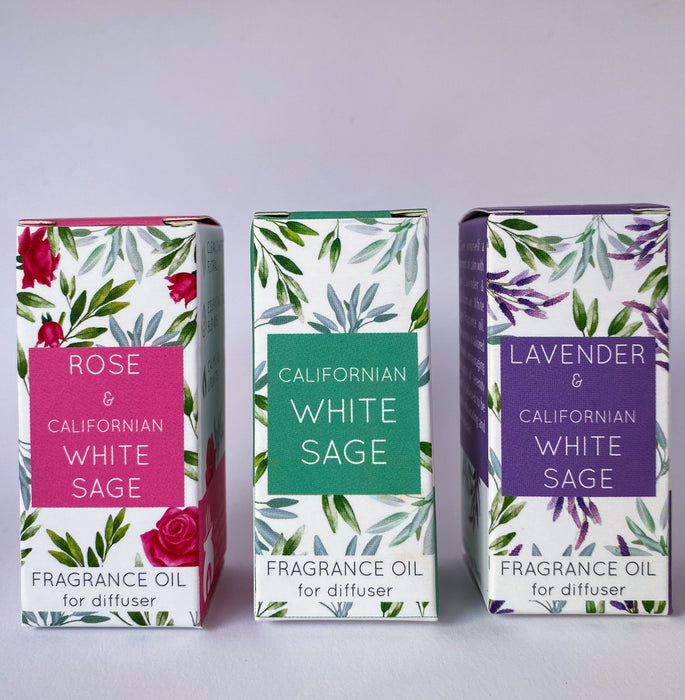 White Sage, Lavender & White Sage, Rose & White Sage Essential Oil Diffuser Blend